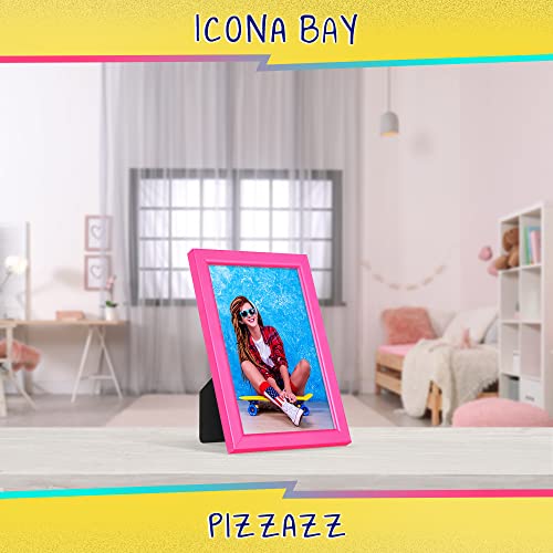 Icona Bay 4x6 Picture Frame, Pink Colored Solid Wood Scandinavian Style Frame for Photo, Pizzazz Collection
