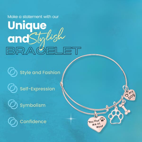 Infinity Collection Dog Charm Bracelet - Paw Print Jewelry- Dog Lovers Bracelet- Dog Owner Bangle - Gift for Dog Lovers, A...
