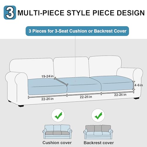 NAISI Waterproof Couch Cushion Covers Thick Velvet Fabric Washable Sofa Slipcovers 3 Pieces Individual Sectional Couch Cov...