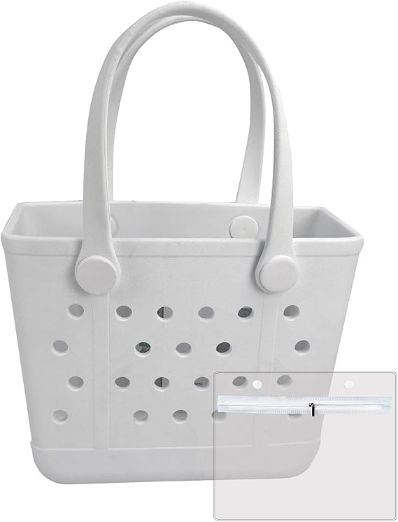 Dvopfa Rubber Tote Bag Medium Waterproof Beach Bag for Women - Lightweight Portable Travel Outdoor Tote with Handles