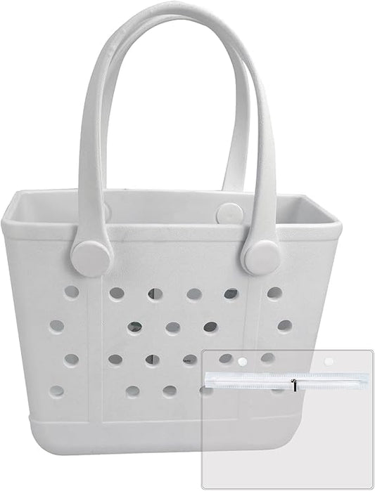 Dvopfa Rubber Tote Bag Medium Waterproof Beach Bag for Women - Lightweight Portable Travel Outdoor Tote with Handles