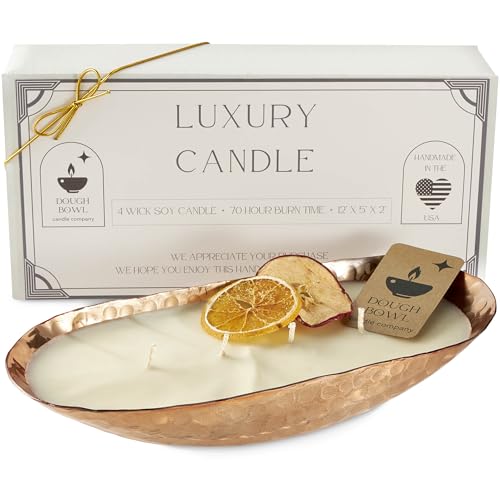 Dough Bowl Candle Co. Luxury Candle - Scented Luxury Candles for Home, 12x5x2 Inch Vessel for Women and Men, Fancy 4 Wick ...