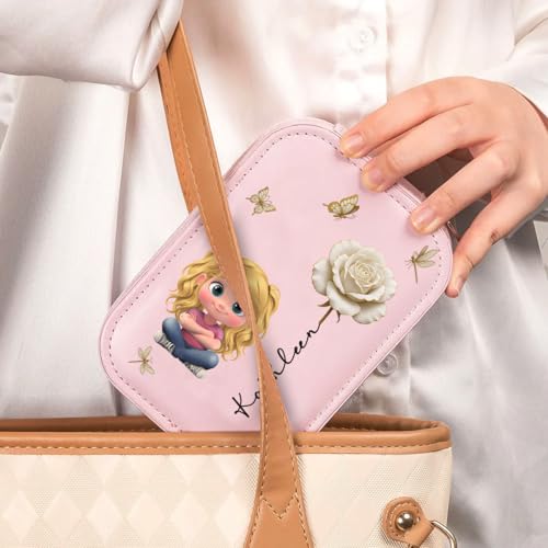 Wrappiness Women & Girls Floral Makeup Box With LED Mirror - Personalized Birthmonth Flower Travel Jewelry Organizer Gift ...