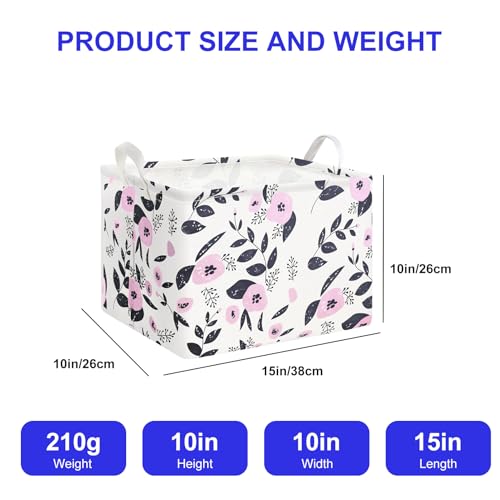 Mziart Cute Storage Basket with Handles, Rectangle Nursery Toy Storage Bins for Baby Kids Girls Room Decor, Waterproof Can...