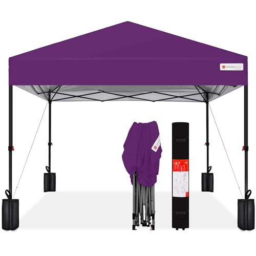 Best Choice Products 8x8ft Pop Up Canopy Tent, Outdoor Shade, 1 Person 1 Minute Set Up, Carry Case, 4 Weight Bags - Amethy...