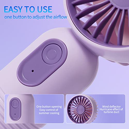 Mini Portable Fan 3 Pack, Cute Handheld Battery Operated Lightweight Small Personal Fan with 3 Speeds and USB Rechargeable...