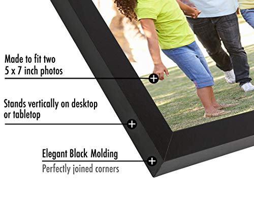 Americanflat Hinged 5x7 Picture Frame with Shatter-Resistant Glass - Double Picture Frames with Engineered Wood - Signatur...