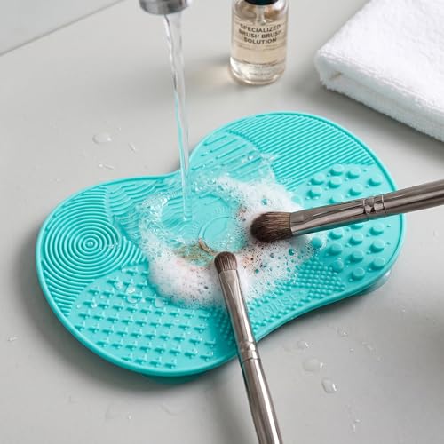 Silicone Makeup Brush Cleaner Mat, Scrub Pad with Suction Cup, Make Up Brushes Cleaning Mats Pads for Make Up Cosmetic Bru...