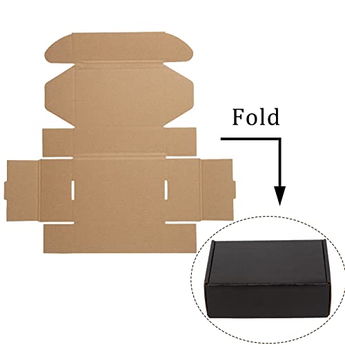 Sodissa 6x4x2 Inches Shipping Boxes Pack of 25, Packaging Corrugated Cardboard Mailer Boxes for Small Bussiness, Black