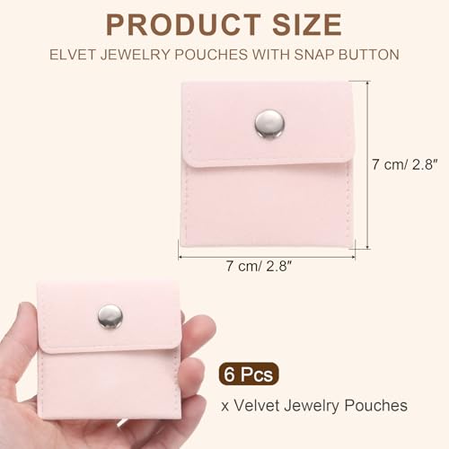 uxcell 6 Pcs Velvet Jewelry Pouches with Snap Button 2.8x2.8 Inch,Soft Jewelry Pouches Storage Bags Small Velvet Gift Bags...