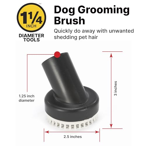 Shop-Vac 9190400 Dog Grooming Tool, 1.25 Inch Diameter, Soft Bristles for Gentle Pet Grooming and Vacuuming, (1-Pack)