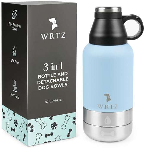 WRTZ Portable Dog Water Bottle with 2 Removable Water Bowls for Dogs – Leak-Proof Portable Dog Water Bottle - Travel Acces...