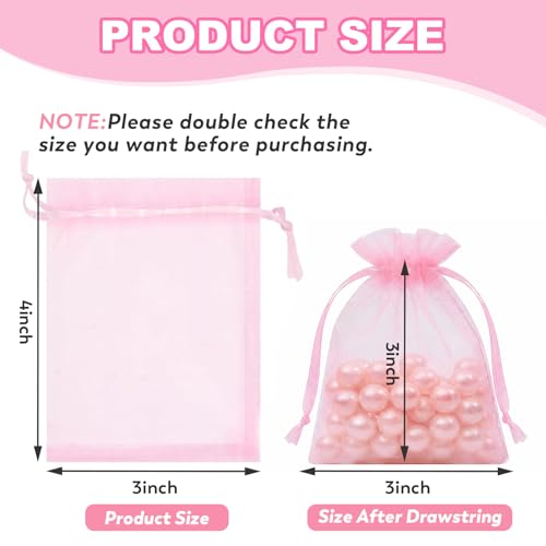 Crweety 50 PCS Organza Bags 3x4 Multicolor, Small Gift Bags for Jewelry Candy Goodie Treat Sachet, Mesh Gift Bag Drawstrin...