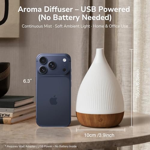SOULORIGIN Ultrasonic Essential Oil Diffuser, Home Fragrance Aroma Diffuser with Auto Shut-Off, 8-Color Night Light & Ultr...
