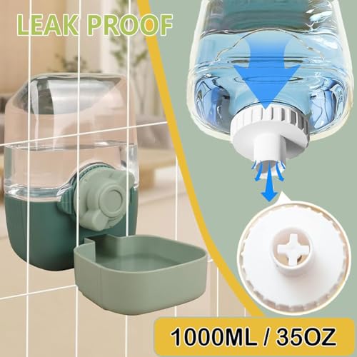 35oz Hanging Automatic Rabbit Water Dispenser, Cage Water Bottle Auto Gravity Pet Water Station for Small Animals, Puppy K...