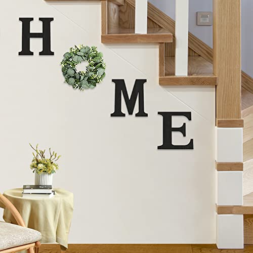 Pinkpum Wood Home Sign with Artificial Eucalyptus Wreath for O, Hanging Farmhouse Wall House Decor Wood Letters for Wall A...