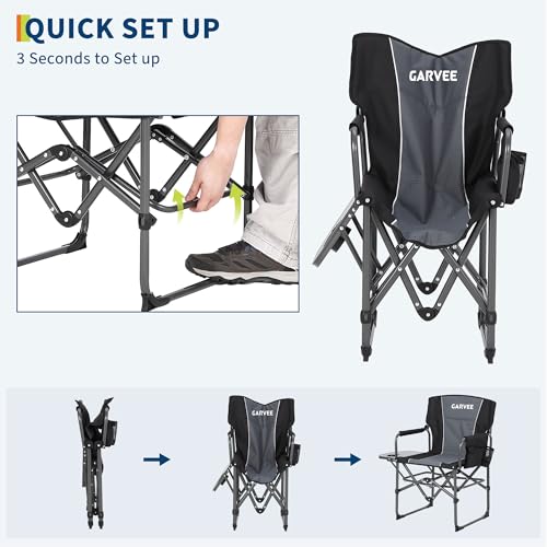 GarveeLife Oversized Directors Camping Chair, Portable Folding Chair for Adults Support 400 lbs, Heavy Duty Lawn Chair wit...