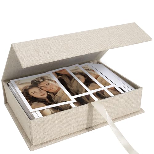 Hiwhy Photo Storage Box 8x10, Linen Memory Photo Box Perfect to Store Your Photo, Pictures, Certificates, Scrapbooking Sup...