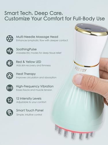 FEEJOY Lymphatic Drainage Massager & Massage Tool, Body Sculpting Machine & Fascia Blaster for Cellulite with Microcurren...