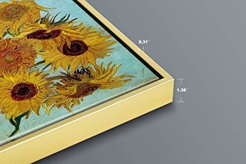 Wieco Art Framed Wall Art Canvas Prints of Sunflower by Vincent Van Gogh Paintings Reproduction Abstract Wall Decorations ...