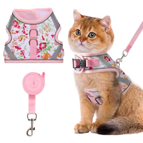 VIBRANZY Floral cat Leash and Harness Set. The cat Harness Escape Proof Feature Allows You to Walk You cat, Small Dog or R...