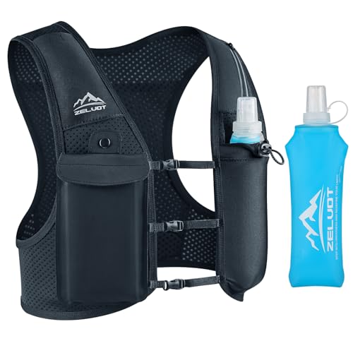 Zelvot Running Vest for Women Men, USA Original Patent, Adjustable Chest Straps Running Hydration Vest with 500ml Soft Fla...