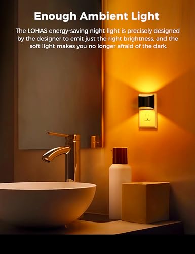 L LOHAS LED Night Light 2 Pack, Night Lights Plug into Wall, Dusk to Dawn Sensor Nightlight, 3 Level Brightness Adjustabl...