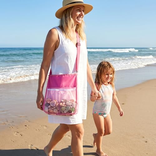Mesh Beach Bag for Shells Collecting,Cross Body Shell Bags for Beach,Sea Shell Bags,Seashell Collecting Bag for Swimming