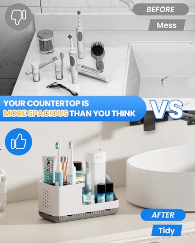 Homtalker Toothbrush Holders for Bathroom Counter - Detachable Bathroom Organizer and Storage Electric Toothbrush and Toot...