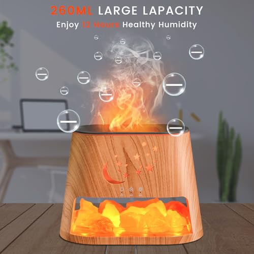 Essential Oil Diffuser : 260ml Aromatherapy Diffuser & Himalayan Salt Lamp with Remote Control & Timer,Cool Mist Humidifie...