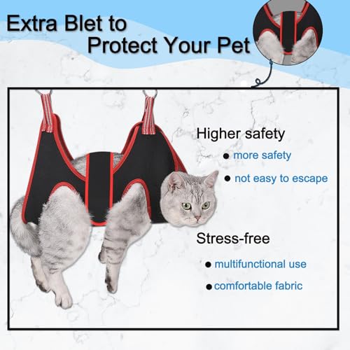 ATO-DJCX Cat Grooming Hammock Harness for Small Dogs,Pet Hammock Restraint Bag,Dog Grooming Sling for Trimming Nail and Ea...