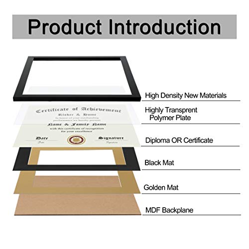 ELSKER&HOME 8.5x11 Certificate Frame - Classic Black Color Frame - Displays Diploma 8.5x11 Inch with Mat - 11x14 Inch With...