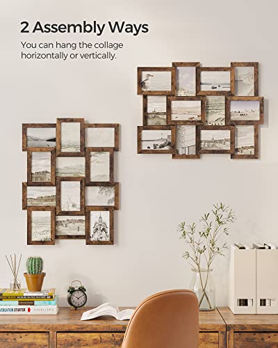 SONGMICS Collage Picture Frames, 4x6 for Wall Decor, Multi Family Photo for Gallery Decor, Hanging Display, Set of 12, Rus...