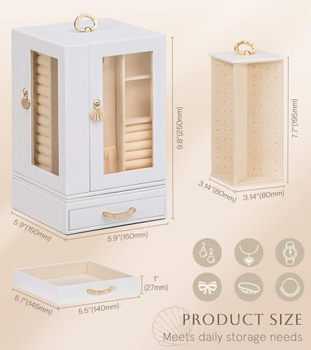 Enthralite Jewelry Box large for Dresser: Women Necklace Ring Storage Organizer with Compartments - Elegant Earring Holder...