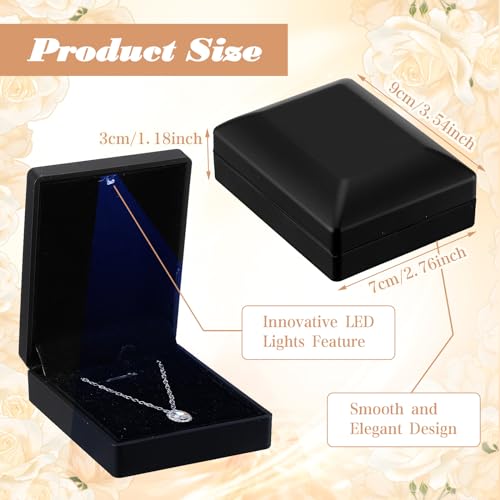 Landical 10 Pcs Pendant Necklace Box with LED Light Velvet Necklace Case for Pendant Bracelet Ring Earring, Jewelry Storag...