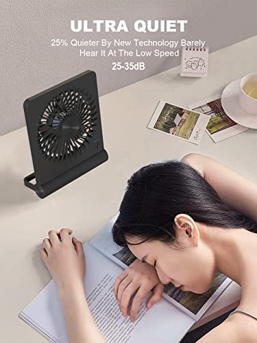 Tevelecin Small Desk Fan,Rechargeable USB Fan Battery Operated,Ultra Quiet, Strong Wind, 3 Speeds Travel Fans