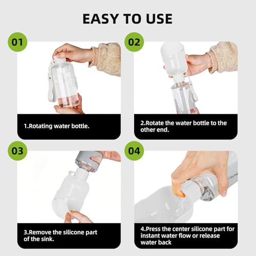 Dog Water Bottle, Leakproof Portable Water Bottle for Dogs, Dog Travel Water Bottles with Convenient Bottles Strap, Dog Tr...