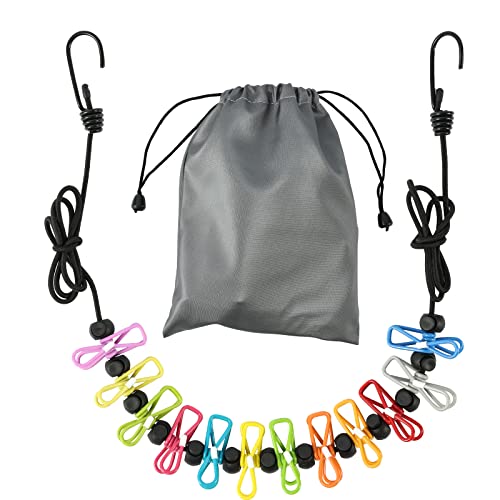 Retractable Portable Clothesline for Travel，Clothing line with 12 Clothes Clips, for Indoor Laundry Drying line,Outdoor Ca...