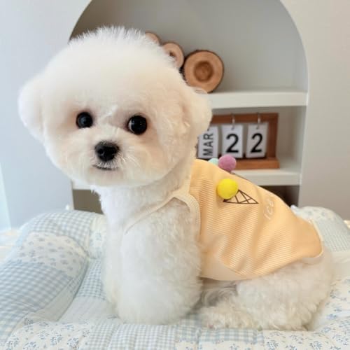 Spring & Summer Pet Clothes Tank Top - Ice Cream Pattern Breathable Tank top for Dogs & Cats, Cool Sleeveless Shirt for Te...