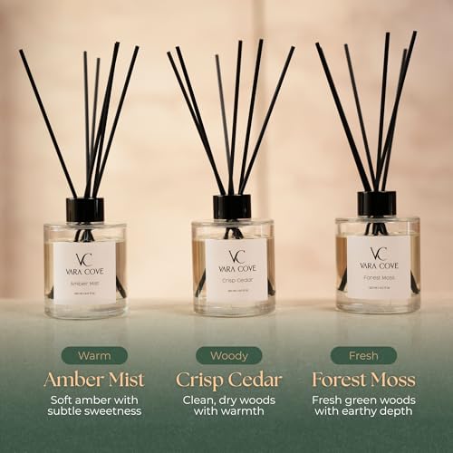 Reed Diffuser Set - 3 Pack (4.0 fl oz Each) - Long Lasting Home Fragrance Diffuser Sticks for Home, Office & Bathroom - Am...