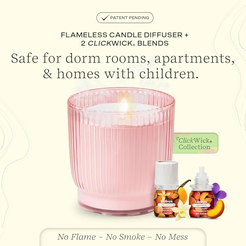 Lifelines Flameless Candle Aromatherapy Essential Oil Diffuser with 2 ClickWick Essential Oil Blends - Cordless & Waterles...