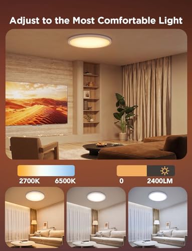 Govee Smart Ceiling Light, RGBIC LED Ceiling Light Fixture, 2400LM Flush Mount Light Fixture, DIY Colors, Works with Alex...