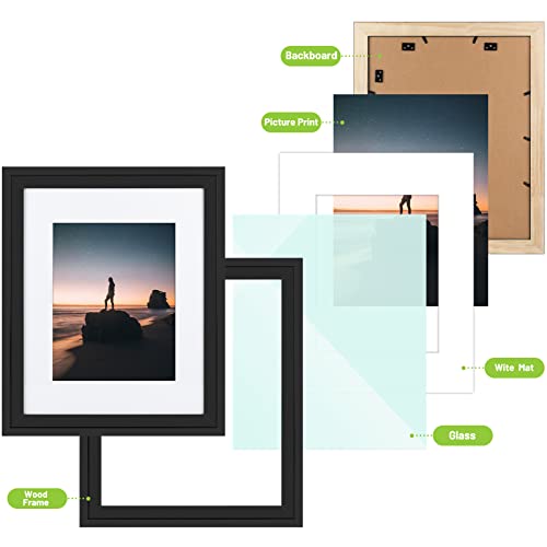 Golden State Art, 16x20 Picture Frame - Displays 11x14 Photo with Mat or 16x20 Without Mat, Wide Moulding Solid Wood Frame...