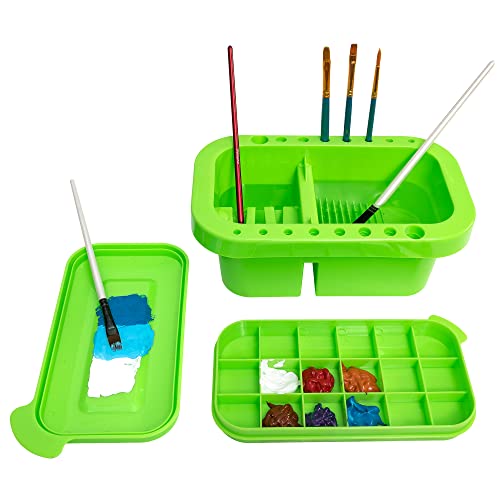 MyLifeUNIT Paint Brush Cleaner, Paint Brush Holder and Organizers with Palette for Acrylic, Watercolor, and Water-Based Pa...