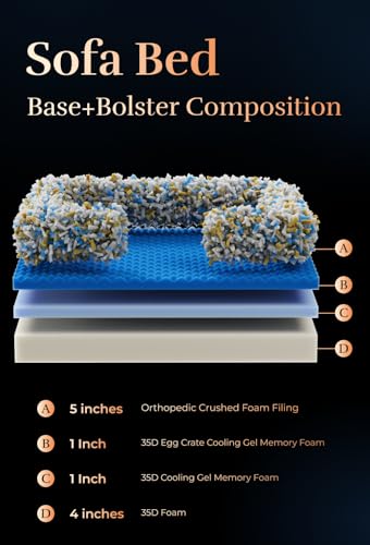 NOAH & PAW XL Dog Bed, 45x35x11 Inch, Orthopedic Large Dog Beds, Eggshell Memory Foam Infused with Cooling Gel, Inner Cove...