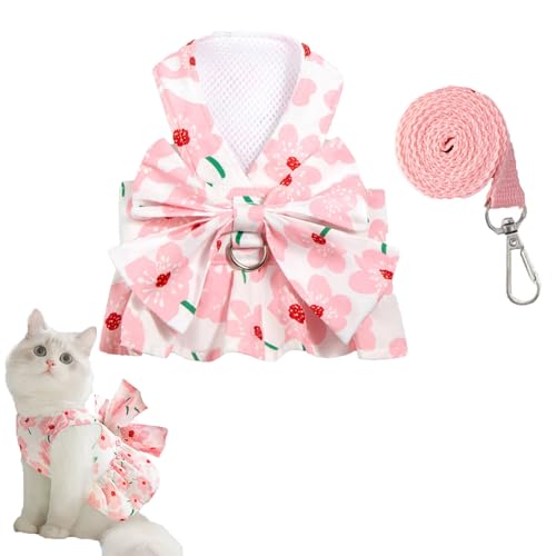 Qiansail Cute Dog Dress, Dogs Summer Dresses Female Bowknot Harness Leash Set Puppy Clothes Cat Princess Accessories for H...