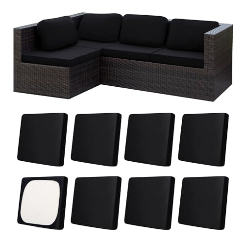 MRGSDL 8Pcs Patio Cushion Covers,Outdoor Cushions Covers,Stretch Cushion Covers Replacement, Washable and Reusable Furnitu...