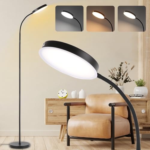 LALISU Floor Lamp, LED Floor Lamps for Living Room, Stepless Adjust Color Temperatures & Brightness Standing Lamp with Tou...