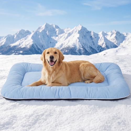 ZOMISA Cooling Dog Bed Q-MAX >0.5, Cooling Crate Mat for Extra Large Dogs, Cold Kennel Pad XXL with Chill Breathable Washa...