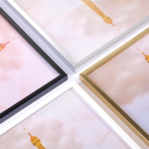 upsimples 5x7 Picture Frame Set of 3, Made of High Definition Glass for 5 x 7 Black Frames, Wall and Tabletop Display Thin...